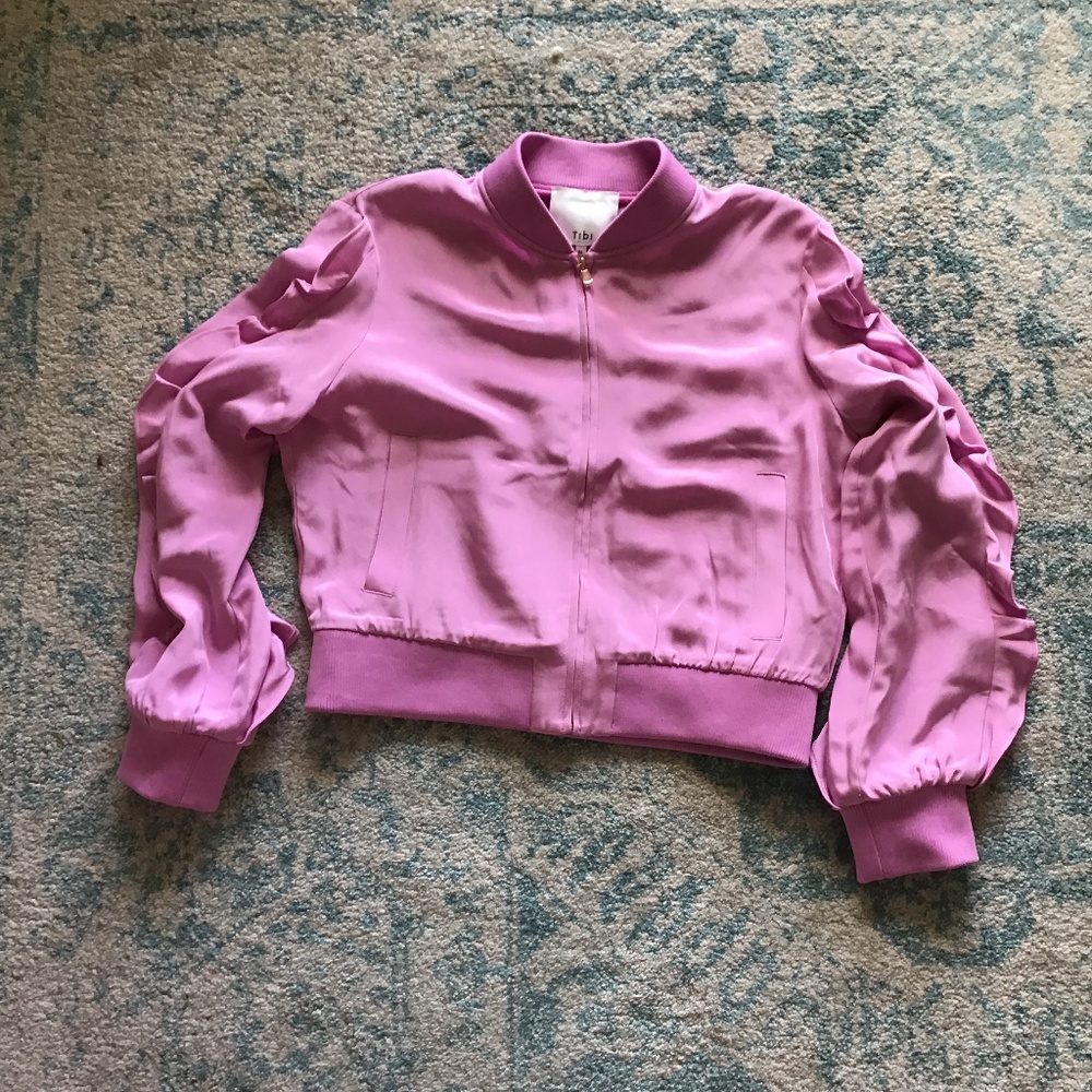 Tibi pink silk bomber jacket